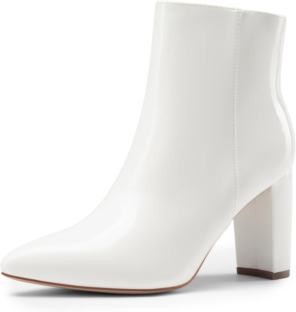 Women's Chunky Heel Ankle Boots with Faux Fur Lining