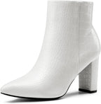 Women's Chunky Heel Ankle Boots with Faux Fur Lining