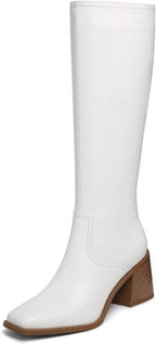 Women's Knee High Boots with Square Toe and Chunky Heel