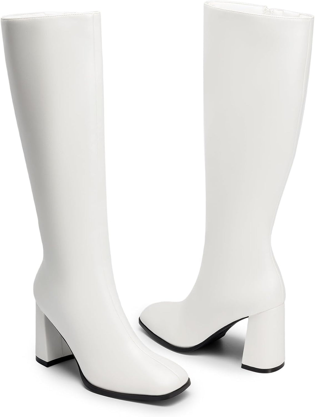 Women's Knee High Square Toe Boots, 3.35" Block Heel