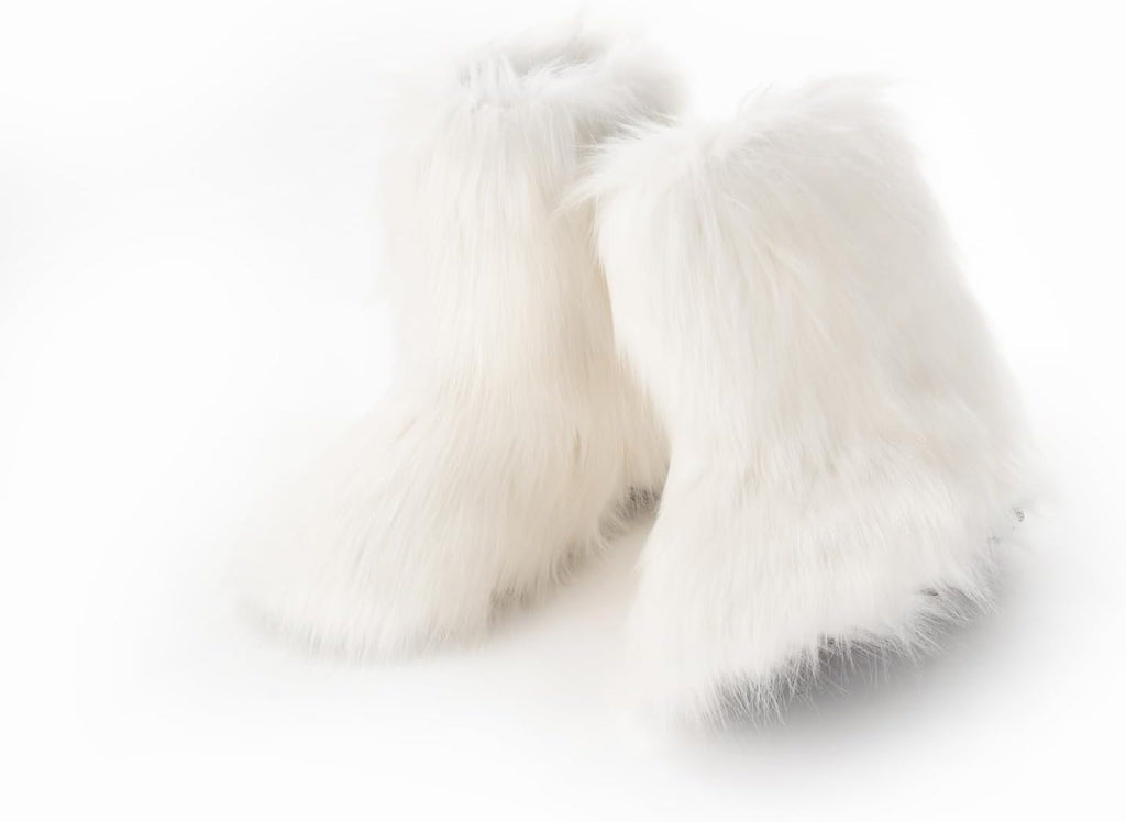 Women's Faux Fur Mid-Calf Snow Boots with Round Toe