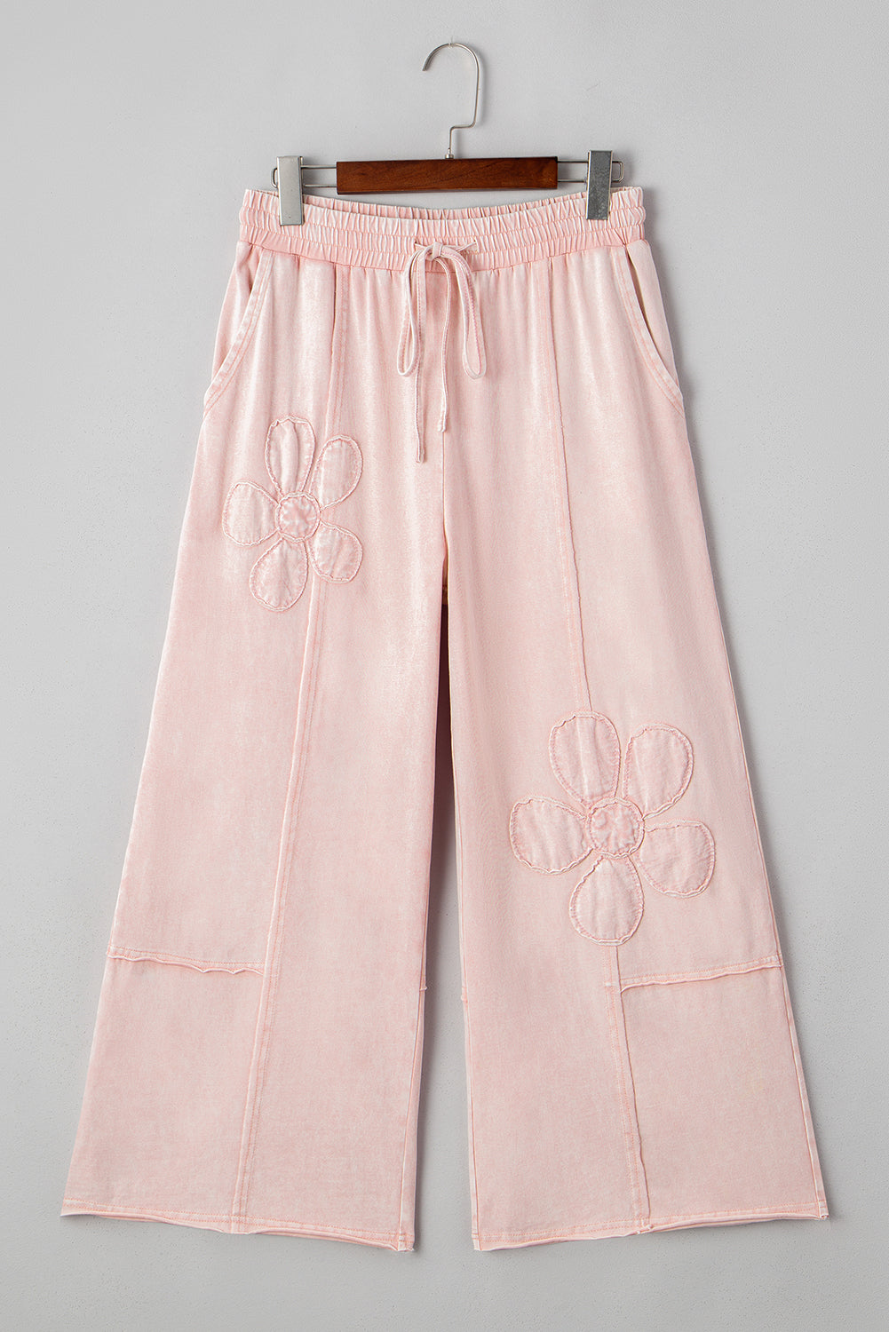 Floral Patch Mineral Wash Terry Knit Pants