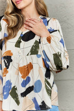 Hailey & Co Wishful Thinking Multi Colored Printed Blouse - VacationGrabs