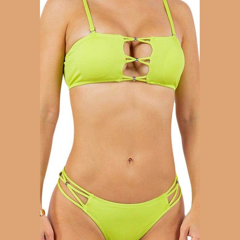 Two Piece Bikini With Lace Cut Out - VacationGrabs