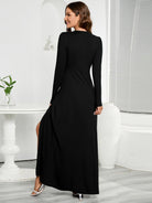 Women's Dresses V-Neck Long Sleeve Split Dress
