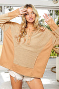 BiBi Thumb Opening Long Sleeve Top with Kangaroo Pocket - VacationGrabs