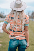 Stripe Short Sleeve Crew Neck T-Shirt
