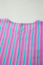 Stripe Dolman Short Sleeve Blouse & Short Set