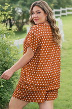Plus Size Polka Dot Tee & Loose Shorts Set