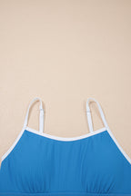 Contrast Trim Ribbed Lined Swim Dress w/ Pockets