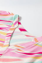 Abstract High Low Short Sleeve Blouse