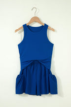 Solid Ribbed Tank & Wide Leg Shorts Set