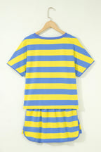 Stripe Dolman Tee & Drawstring Skort Athletic Set