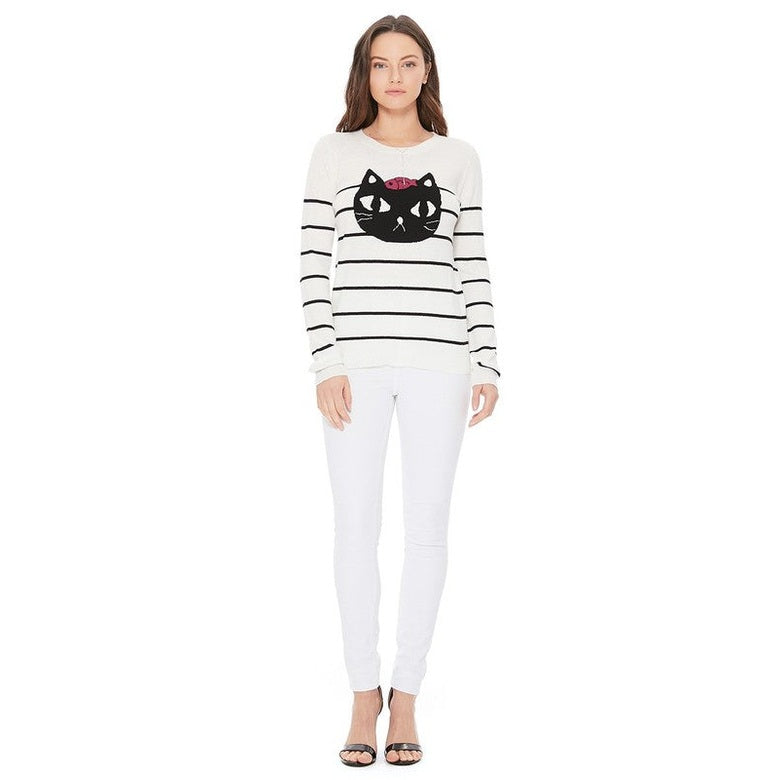 Cute Cat Face Jacquard Sweater Pull Over