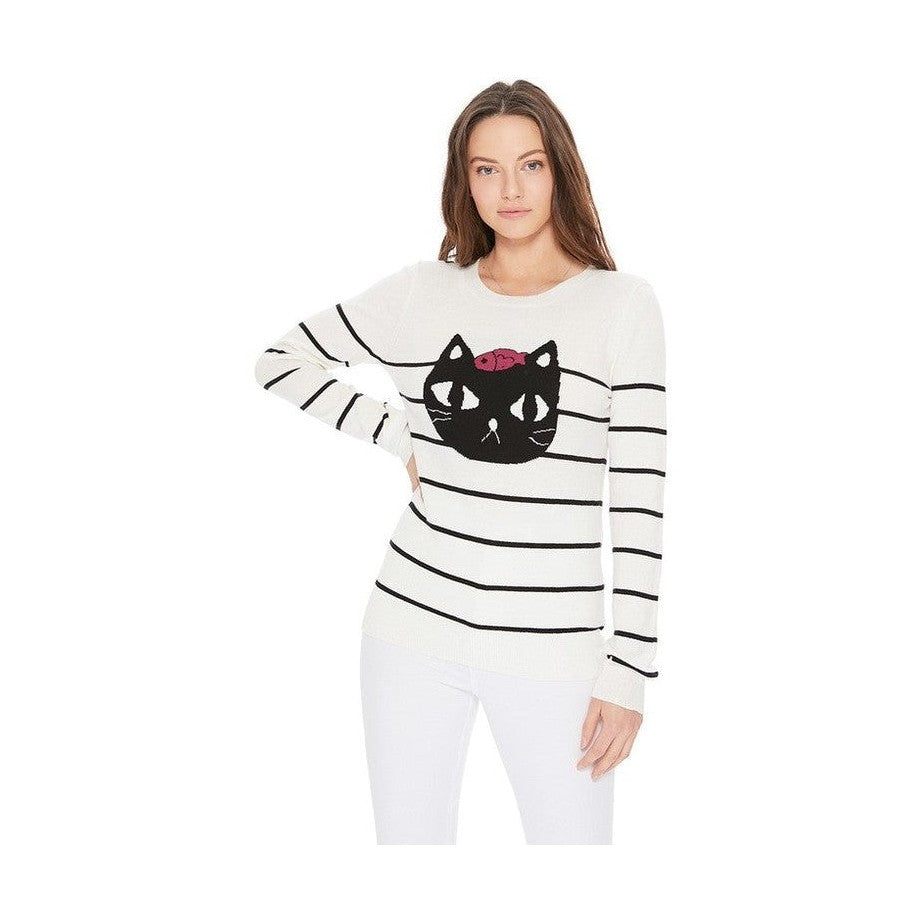 Cute Cat Face Jacquard Sweater Pull Over