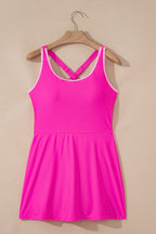 Contrast Trim Scoop Neck One-Piece Swim Dress