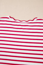 Stripe Scallop Trim Round Neck T-Shirt