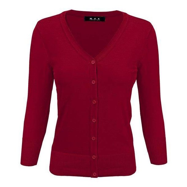 V-Neck Button Down Knit Cardigan Sweater - VacationGrabs