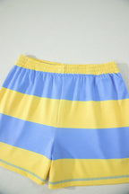Stripe Half Zip Tee & Elastic Shorts Set