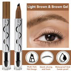 Light brown brow gel with multi-fork nib design for travel friendly makeup