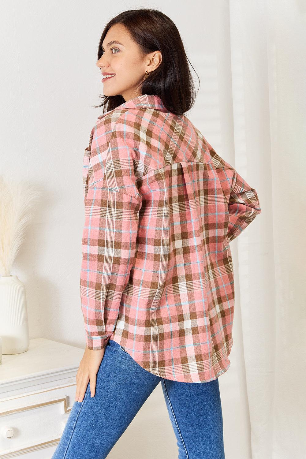 Women's Shirts Plaid Collared Long Sleeve Button-Up Shirt