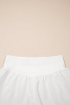 Solid Ribbed Patchwork High Waist Athletic Shorts