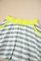 Stripe Contrast Ribbed Top and Shorts Set