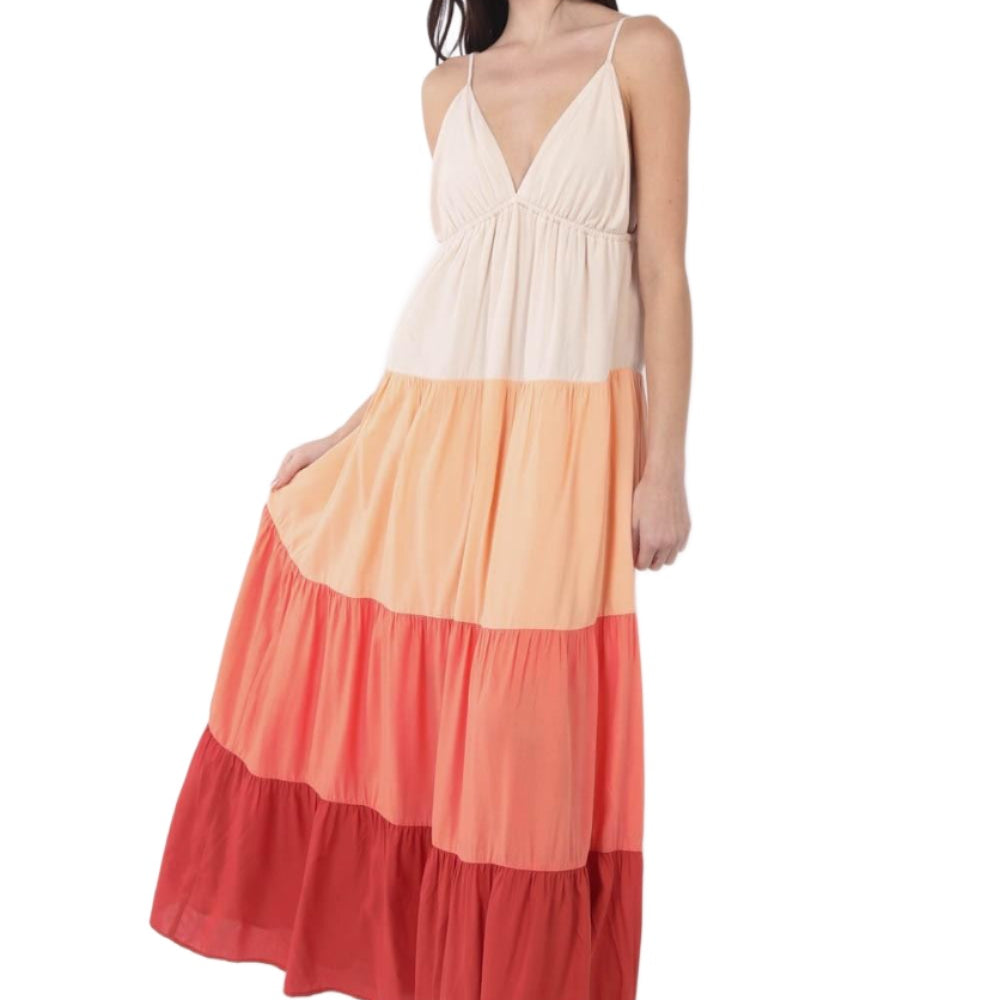 Women's Dresses VERY J Color Block Tiered Maxi Cami Dress