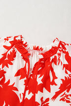 Floral Tiered Ruffle Sleeve V-Neck Blouse