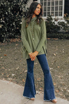 Jungle Green Cowl Neck Shift Tunic Top - VacationGrabs