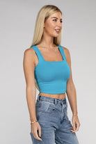 Women's Shirts - Cropped TopsCotton Square Neck Cropped Cami Top - VacationGrabs