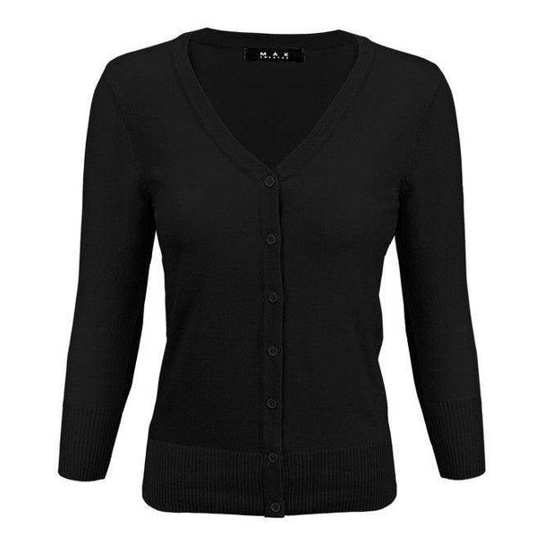 V-Neck Button Down Knit Cardigan Sweater - VacationGrabs
