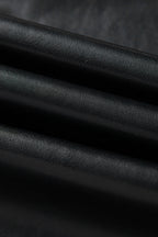 Solid Faux Leather Side Slit Maxi Skirt