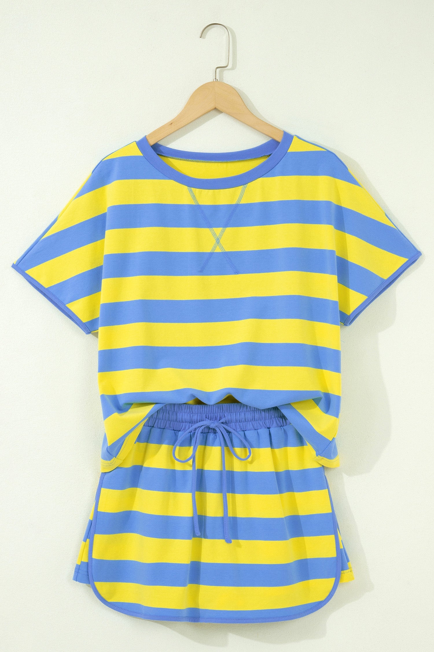 Stripe Dolman Tee & Drawstring Skort Athletic Set