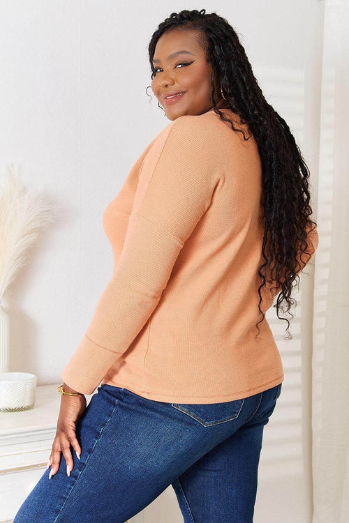 Basic Bae Half Button Long Sleeve Top - VacationGrabs
