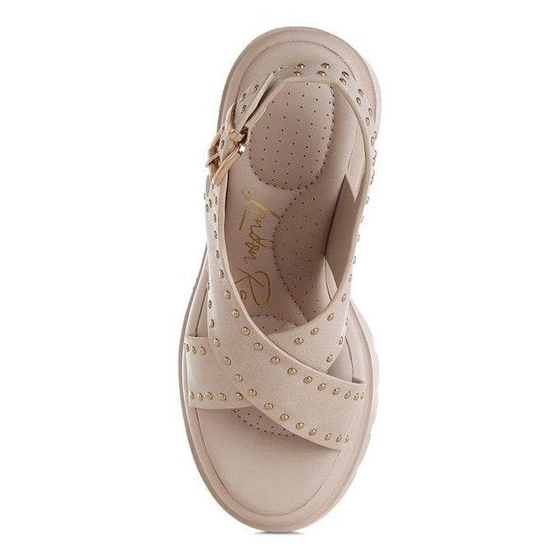 Nambo Stud Embellished Block Heel Sandals - VacationGrabs