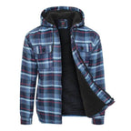 Men's Flannel Sherpa Lined Jacket with Hood - VacationGrabs