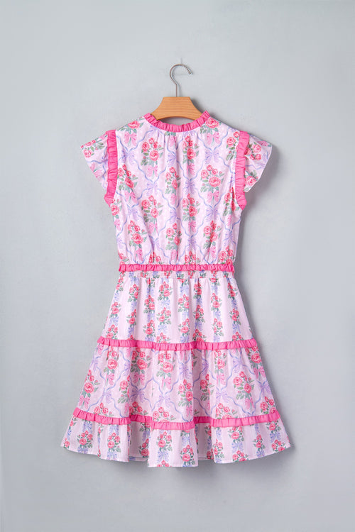 Floral Ruffle Tiered Sleeveless Mini Dress