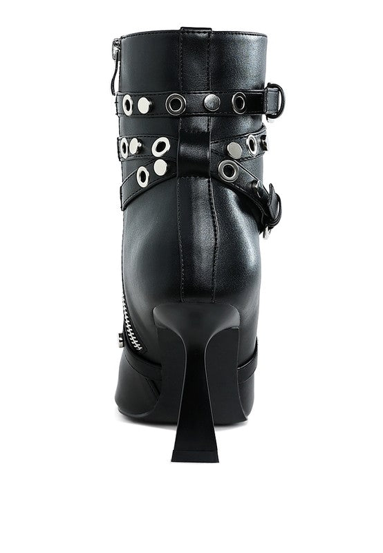 Women's Shoes - BootsJaunts Eyelets & Studs Harness Ankle Boots - VacationGrabs