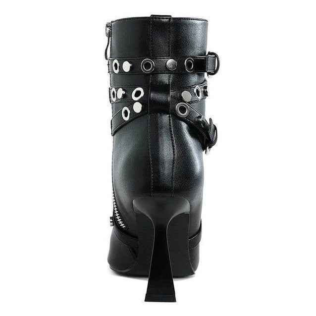 Jaunts Eyelets & Studs Harness Ankle Boots - VacationGrabs