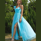 Asymmetrical Ruched Slit Dress - VacationGrabs