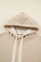 Solid Corduroy Lace Hoodie and Pants Set