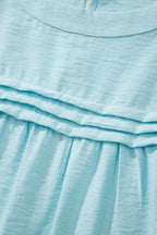 Solid Pleated Tie Sleeve Babydoll Blouse