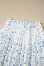 Floral Patchwork High Waist Tiered Maxi Skirt
