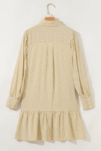 Stripe Collared Cuff Long Sleeve Mini Dress