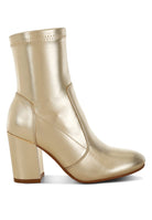 Women's Shoes - BootsTirana Metallic Pleather Sock Boots - VacationGrabs