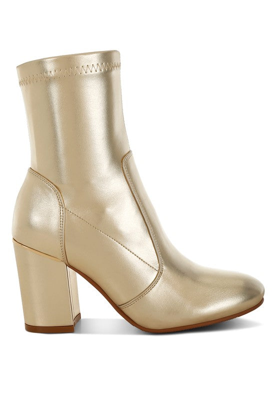 Women's Shoes - BootsTirana Metallic Pleather Sock Boots - VacationGrabs