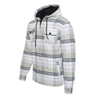 Men's Flannel Sherpa Lined Jacket with Hood - VacationGrabs