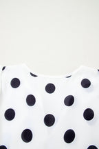 Polka Dot Stripe Patchwork Flutter Sleeve Babydoll Blouse