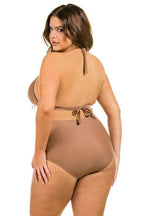 Swimwear - Two Piece High Waist With Rughe Front - VacationGrabs